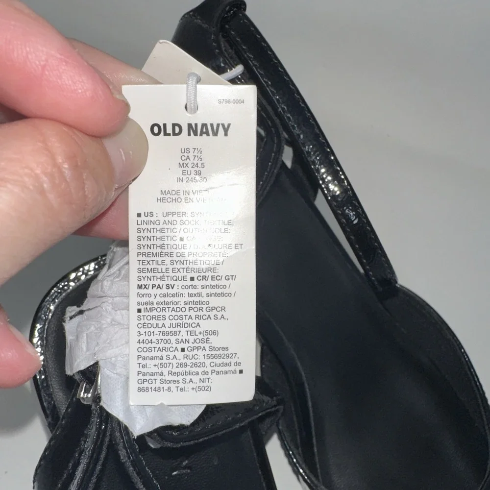 New Black‎ Patent Leather Pointed Ankle Strap Kitten Heels Pumps Size 7 1/2